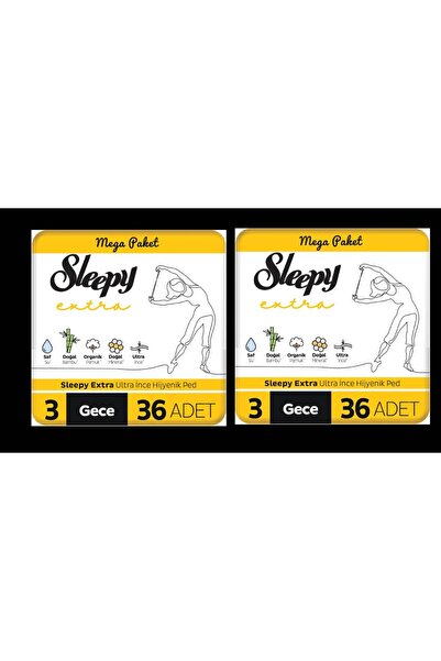 Sleepy Extra Ultra Ince Hijyenik Ped Mega Fırsat Paketi Gece 72 Adet