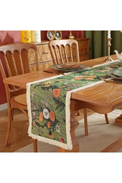 AZONEE Vintage Table Runner, Dandelion Designed Table Cover, Cotton Fabrics C...