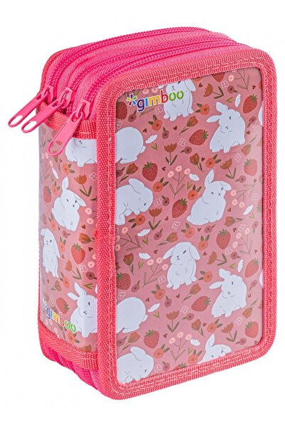 MC Micostore School pencil case GIMBOO with accessories 3 compartments Bunnie...