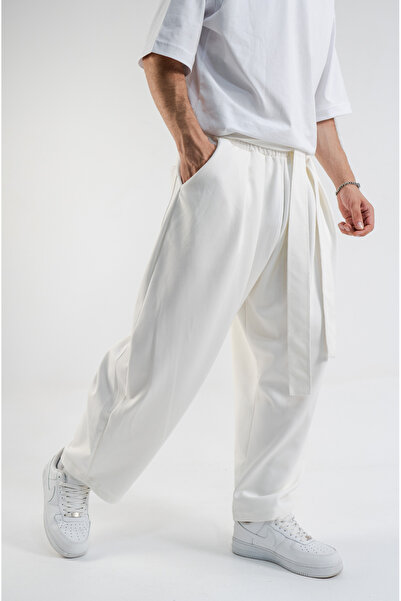 Gerusta Men's Black Belted Loose Trousers