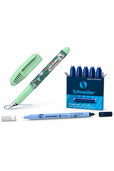 MC Micostore Schneider Zippi Vernil Pen Package + Schneider Blue Refills 6 pc...