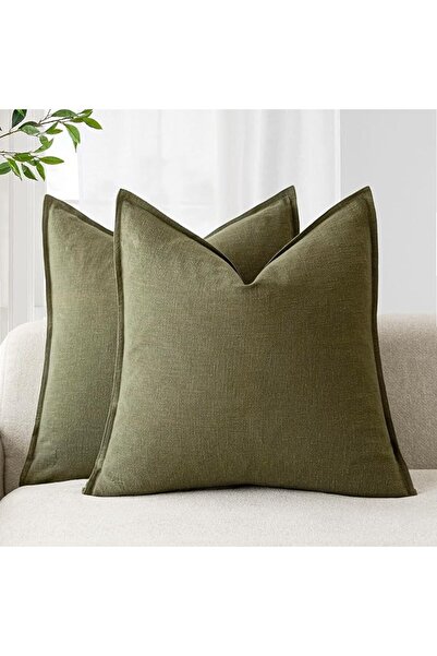 Foindtower Pack of 2, Decorative Linen Soild Throw Pillow Covers Soft Accent ...