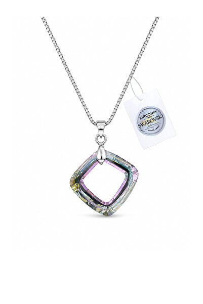 Brezza Lusso Jewelry 925 Ayar Gümüş Avusturya Kristali Taşlı Kare 20mm Crysta...