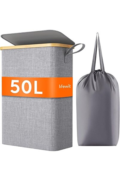 Lifewit سلة غسيل ضيقة سعة 75 لتر مع غطاء، سلة غسيل قابلة للطي نحيفة مع كيس غس...