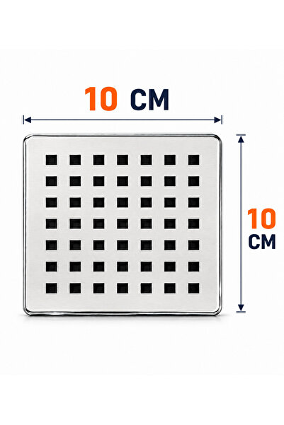 CinaMax Paslanmaz Çelik 10x10 Kare Delikli Banyo Yer Süzgeç Izgara Üst Kapak ...