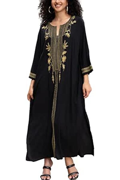 YouKD Embroidered Floral Kaftan Bohemian Beach Dress Bikini Coverups Long Bat...