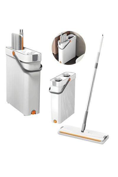 MACVI Set modern de mop și găleată cu oțel inoxidabil — Curățare ușoară și ra...