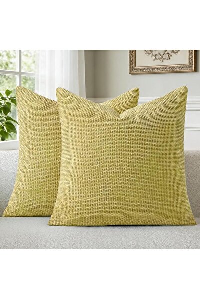 a moment Light Green Chenille Cushion Cover Throw Pillow Covers 45 x 45 CM Pa...