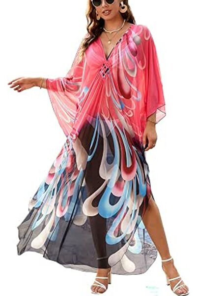 GENERAL Women Caftan Roomy Loungewear Nightgown Beach Dress Cover Ups Robe Sa...