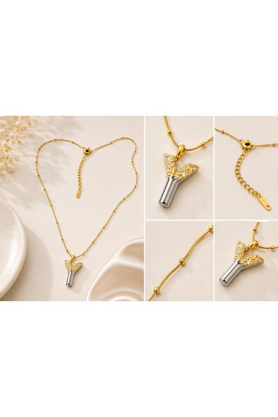 Archhazel Jewelery Double Color Y Letter Steel Necklace
