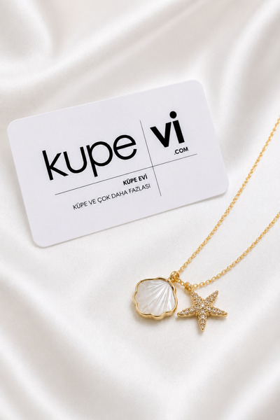 Küpevi قلادة نسائية من الفولاذ المقاوم للصدأ مزينة بأشكال صدف البحر ونجوم الب...