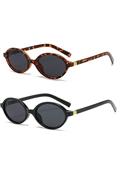 wisfunlly 2pcs Retro Oval Sunglasses for Women Men, Womens 90’s Vintage Sun G...