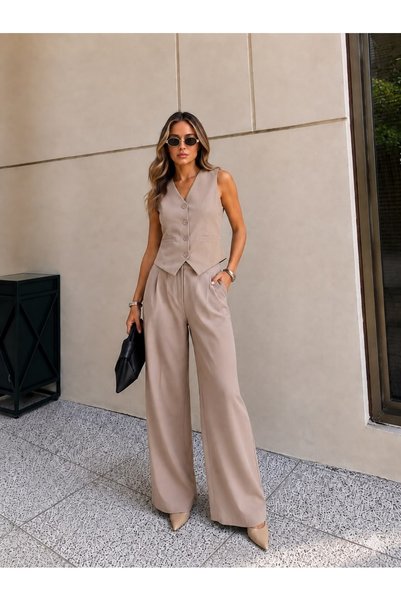 Mivelya Women's Double Comfortable Cut Vest-Pants Set