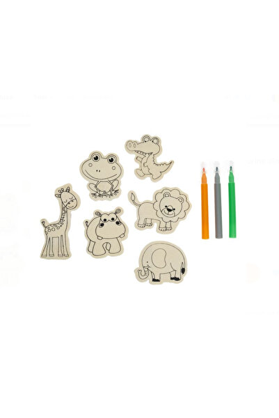 Casuta cu Minuni Set Creativ cu Magneti Figurine din Lemn de Animale & 3 Cari...