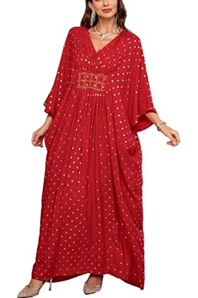 YouKD Women's Solid Color Bohemian Kaftan Dress Beach Cover Ups Plus Size Bat...