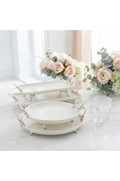Buldem 4 Piece Original Porcelain Silver Presentation Set |   Stylish Serving...