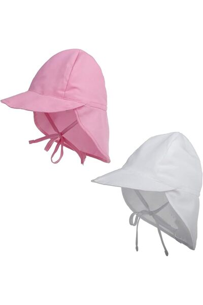 Generic Baby Sun Hat with Neck Flap, 2-Pack Pink and White, available 48cm or...