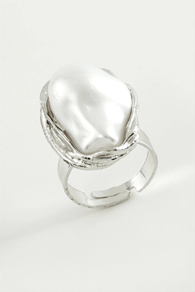 SORA GROUP Oval pearl metal ring