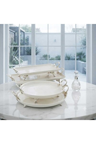Buldem 4 Piece Original Porcelain Silver Presentation Set |   Stylish Serving...