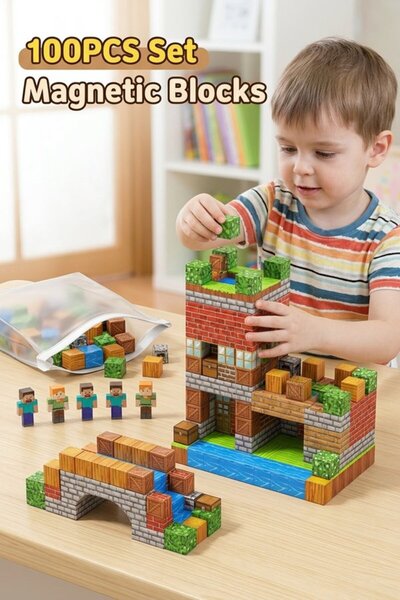 Generic 100 Pcs Abs Magnetic Building Blocks Set Stem Learning Construction C...