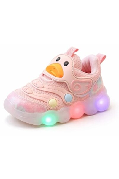 Mixbo Pantofi pentru copii cu lumini LED, model rață roz, talpă antiderapantă...