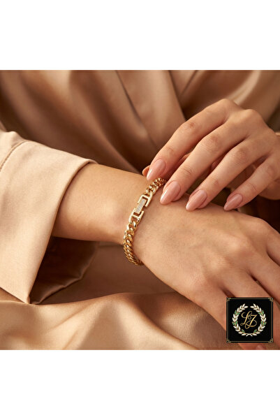 XUPING JEWELRY Vıp Seri 316L Çelik 14K Gold Renk Taşlı Kilitli Ince Gurmet Bi...