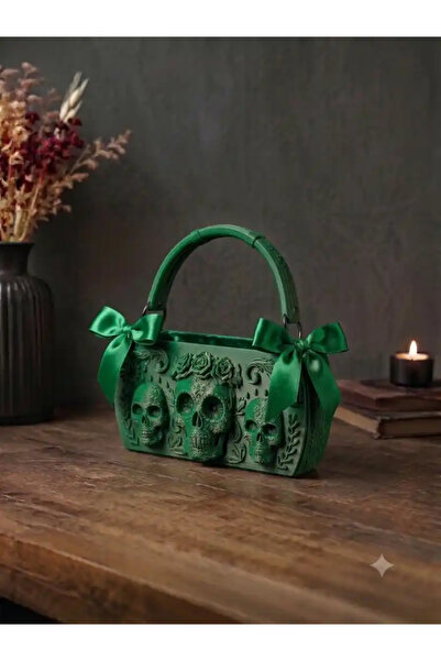 Verda Desing 3D Printing Green Color Design Women's Bag with 3 Skulls – Speci...