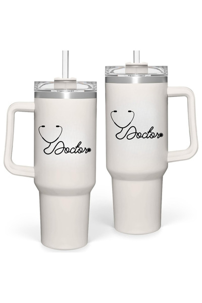 NASAQ Doctor's Insulated Stainless Steel 40oz Tumbler with Handle and Lid and...