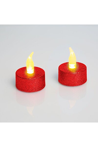Alista Home Lumânare LED roșie tip tealight cu 2 baterii CR2032, efect de fla...