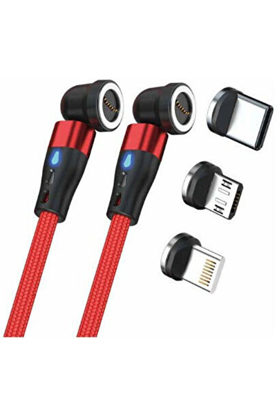 realpower Πλεκτό καλώδιο USB σε Lightning / Type-C / micro USB 1μ Κόκκινο (43...