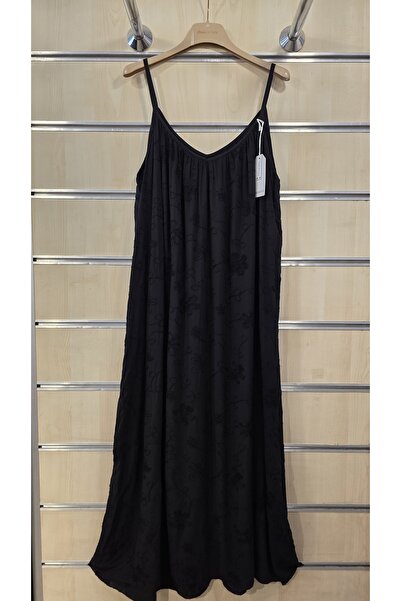 Park Moda Long Dress with Rope Straps and Floral Embossing