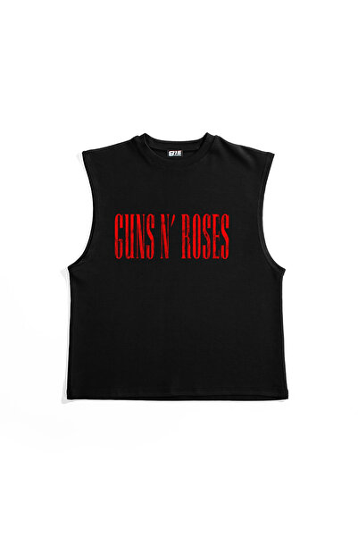 Sekizbiraltı Guns N' Roses Illusion Printed Black Zero Sleeve Tshirt