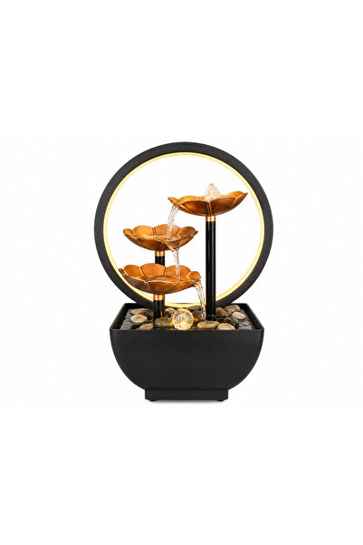 OEM Fantana decorativa Zen Lotus Glow, cascada cu 3 niveluri, pietre decorati...