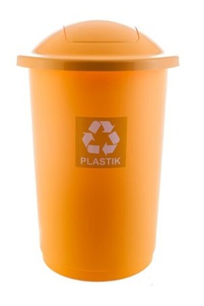 PLAFOR Selective Recycling Plastic Bin, 50L Capacity, Top - Yellow With Yello...