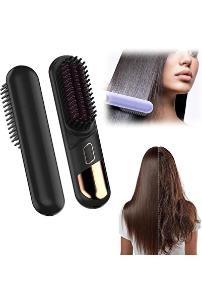 Generic TONGLUO Mini Hair Straightener Brush, Rechargeable thermal brush, Neg...