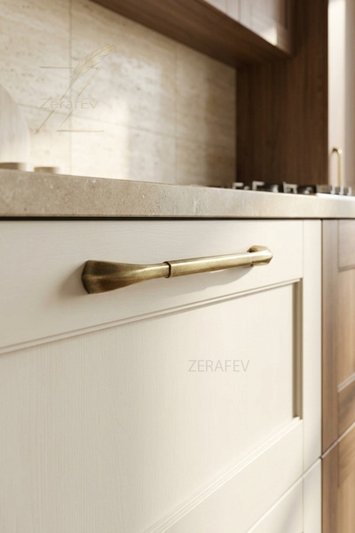 zerafev Verona 160 mm Antik Sarı Zamak Mobilya Kulp – 20 cm Dolap ve Çekmece Kulpu