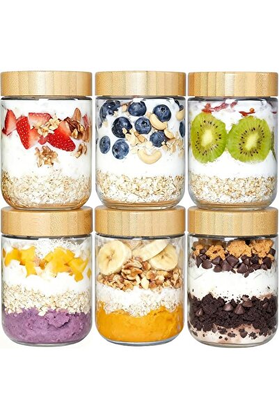 Vtopmart 6 عبوات زجاجية سعة 473 مل/16 أونصة لحفظ الشوفان طوال الليل مع أغطية ...