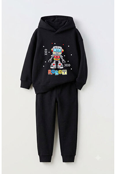 Let's Wear Robot Printed Children's Hooded Premium Compact Sweatshirt Tracksu...