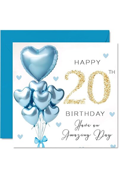 Stuff4 95th Birthday Cards for Men - Blue Glitter Balloons - Happy Birthday C...