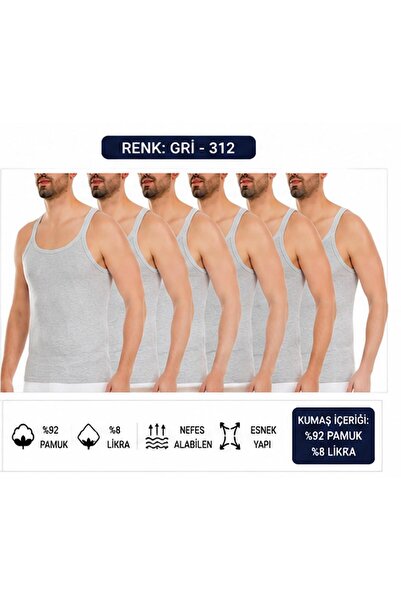 Yıldız Çamaşır Men's Camisole Lycra Thin Strap Undershirt (310-311-312) - 6 P...