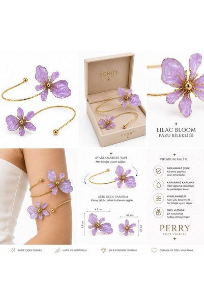 perry accessories سوار بازو بتصميم خاص من المينا الأرجواني من AZURE BLOOM مع تفاصيل ذهبية