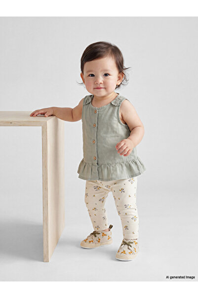 LC Waikiki Original Floral Patterned Baby Girl Blouse and Leggings Set
