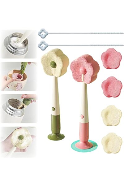 Generic 4-in-1 Suction Cup Flower Bottle Brush Set, Long Handle Multi-Purpose...