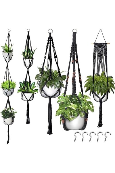 Generic Plant Hanger Set 5 Pieces Boho Macrame | Different Sizes Plant Pot Ho...