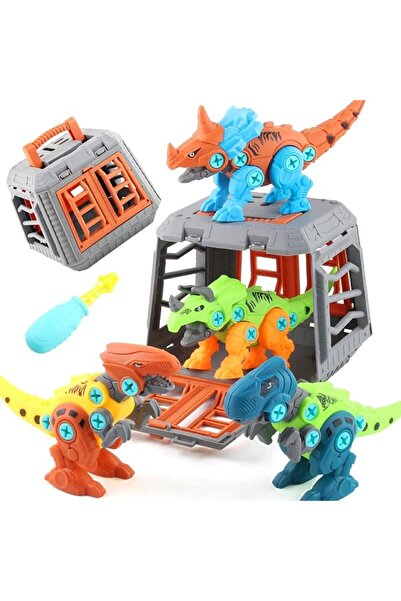 Motimix MOTIM Take Apart Dinosaur Playset with Storage Cage & Screwdriver, Bu...