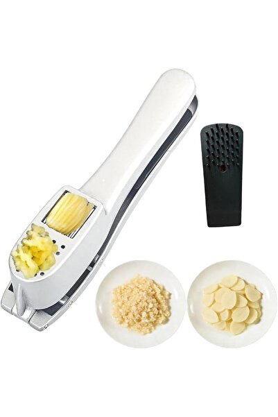 TERRIFI 2-in-1 Garlic Press and Slicer for Kitchen, Multifunctional Manual Mi...