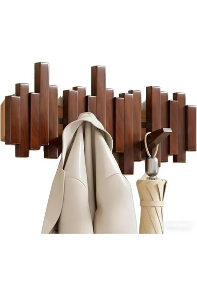 Aissiora Sticks Wall-Mounted Coat Rack Rail Hook with 6 Retractable Pegs – Mo...