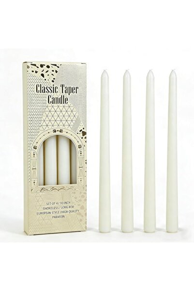 GENERAL 10 Inch Ivory Taper Candles, Set of 4, Dripless & Smokeless Long Burn...