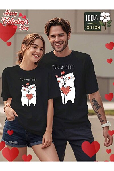 2BIR طقم تي شيرتات قطنية خالصة كاجوال برقبة دائرية للربيع/الصيف، بتصميم قطة ك...