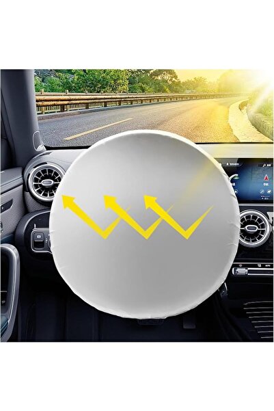 TERRIFI Steering Wheel Cover Sun Shade for Car, 210T Titanium Silver Sun Bloc...